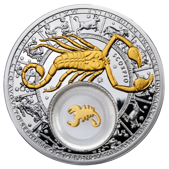 Picture of Скорпион - серебряная монета с позолоченным элементом