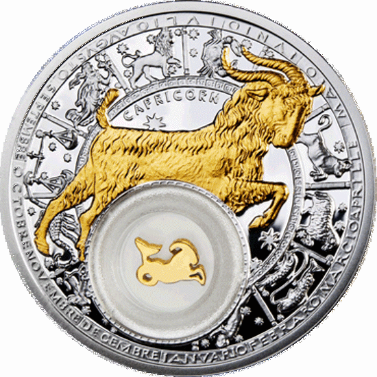 Picture of Козерог - серебряная монета с позолоченным элементом