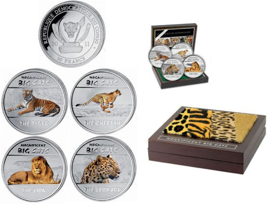 Picture of Набор монет "Большие кошки" в футляре