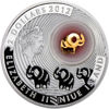 Picture of Серебряная монета СЛОНИК 2012 серии «Монеты на счастье» c элементом покрытым 24К золотом "GOOD LUCK"