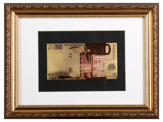 Picture of Позолоченная  банкнота в рамке 500 Евро