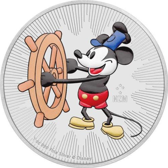 Picture of Steamboat Willie Mickey Mouse "Пароход Disney Вилли" Серебряная цветная монета, 31.1 грамм