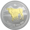 Picture of Серебряная монета "Год Быка", с позолотой . 1 доллар. Австралия. 31,1 грамм