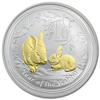 Picture of Позолоченная Серебряная монета "Год Кролика» II 1 доллар. Австралия. 31,1 грамм