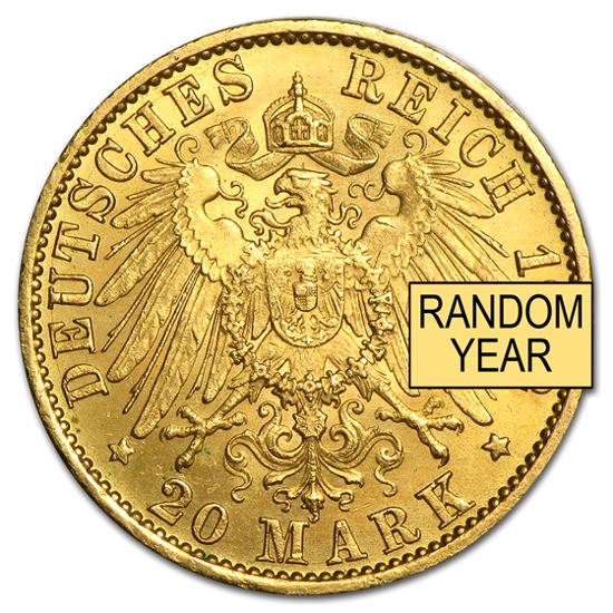 Picture of 1888-1913 Germany Gold 20 Marks Prussia William II AU