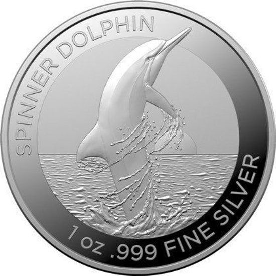 Изображение Серебряная монета «Австралийский дельфин - Spinner dolphin » 31,1 грамм 2020 год