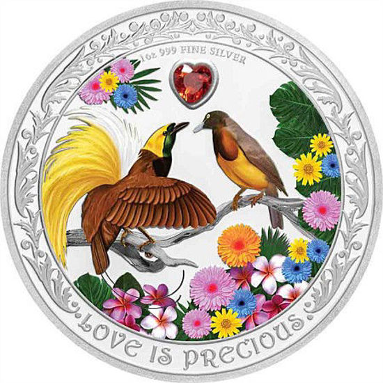 Picture of Серебряная монета "Любовь драгоценна - Птицы рая" 1 унция