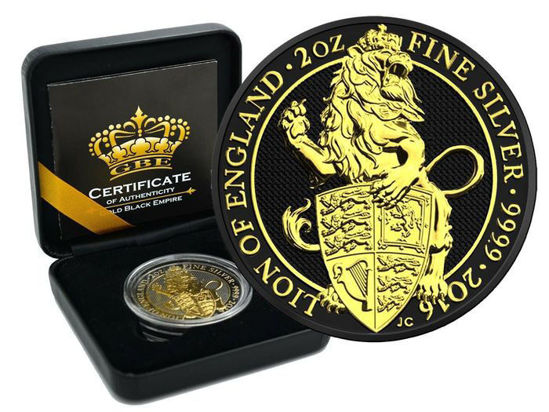 Picture of Срібна монета Звірі Королеви "Англійський лев" Gold Black Empire 2 унції