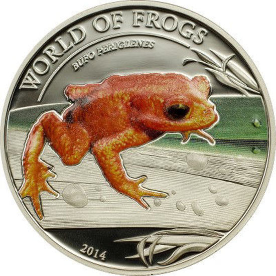 Picture of Серебряная монета "Оранжевая жаба" серия Мир Лягушек 15,5 грамм, Палау 2014 г.