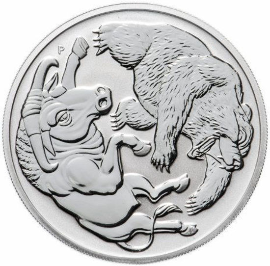 Picture of Серебряная монета Австралии «Бык и Медведь» 31,1 грамм 2020 г.