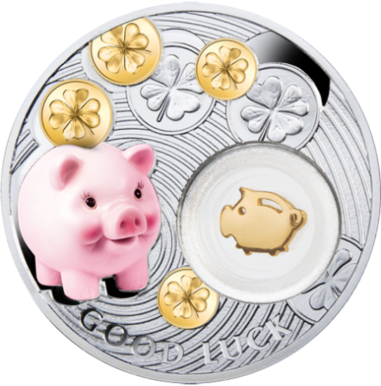Picture of Свинка «Монеты на счастье»"GOOD LUCK"