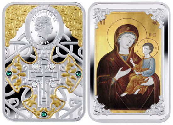 Picture of Срібна монета «Тихвинська ікона Божої Матері» 31.1 грам 