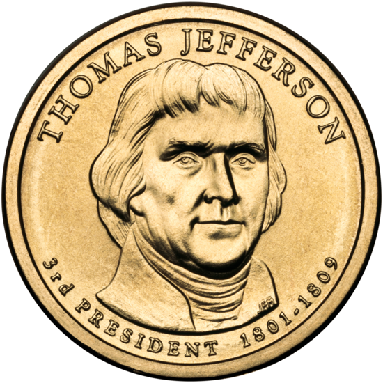 Picture of США 1 доллар 2007, 3 президент Томас Джефферсон (1801—1809), "Серия Президентов"