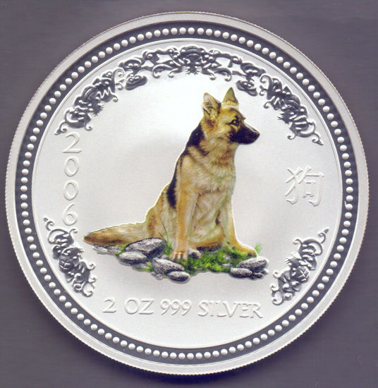 Picture of Срібна монета "Рік собаки кольорова" Lunar I, 62,2 грам, Австралія