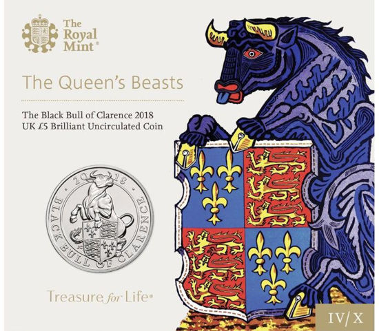 Picture of Англія, Великобританія 5 фунтів 2018. Чорний бик Кларенса. Серія Звірі Королеви