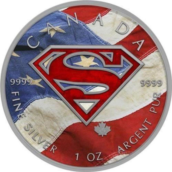 Picture of Серебряная цветная монета "Супермен флаг США" 31,1 грамм