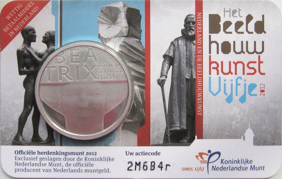 Picture of Нидерланды 5 евро 2012, Скульптура королевы Беатрикс. Серебро 11,9 гр. Proof