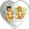 Picture of Срібна монета у вигляді серця "Ангел і диявол" 25 грам