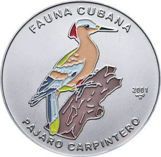 Picture of Куба 1 песо 2001, "Кубинский зелёный дятел "Серия "Фауна Карибов"