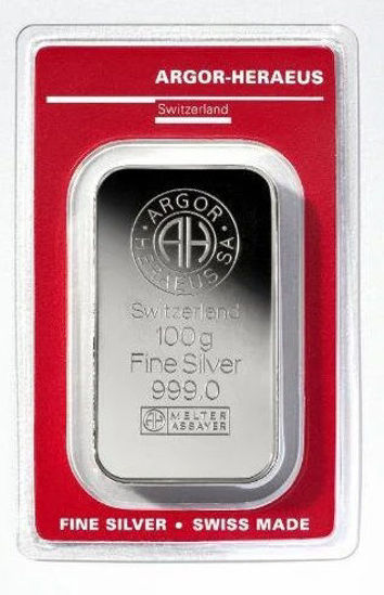 Picture of Срібний злиток 100 грам (новий) ARGOR-HERAEUS