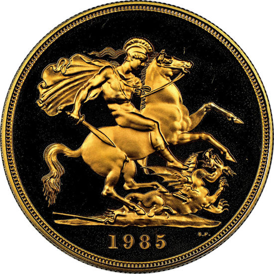 Picture of Золотая монета "Святой Георгий и дракон" Пять соверенов 1985 39,94 грамм