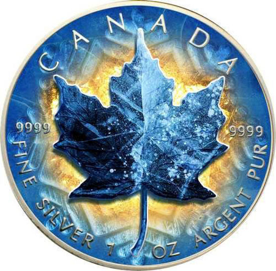 Picture of Серебряная цветная монета "Кленовый Лист The Lighting Ice Edition " 31.1 грамм 2020