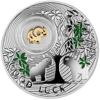 Picture of Срібна монета СЛОНИК 2014  серії «Монети на щастя» з елементом покритим 24К золотом "GOOD LUCK"