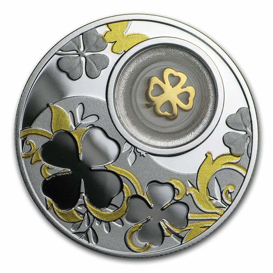 Picture of Срібна монета ЧОТИРИЛИСНИК 2020 серії «LUCKY COINS» c елементом покритим 24К золотом