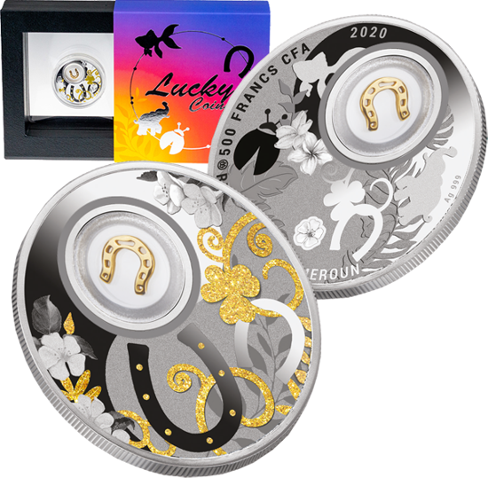 Picture of Срібна монета ПІДКОВА 2020 серії «LUCKY COINS» з елементом покритим 24К золотом