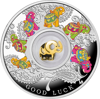 Picture of Срібна монета 7 СЛОНИКІВ 2016  серії «Монети на щастя» з елементом покритим 24К золотом "GOOD LUCK"