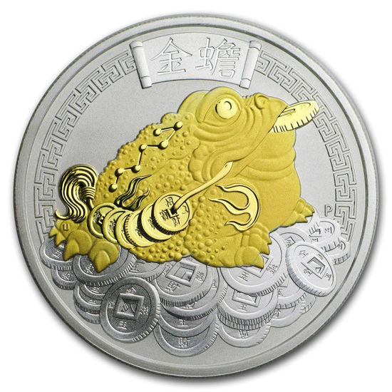 Picture of Срібна позолочена монета "Грошова жаба" 31,1 грам Тувалу 2018