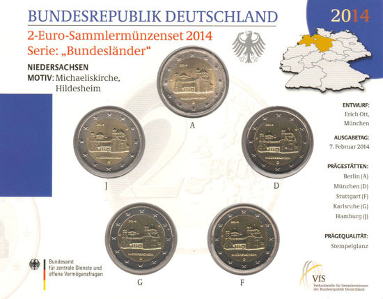 Picture of Німеччина 2 євро 2014, Федеральні землі Німеччини: Нижня Саксонія (в блістері)
