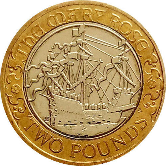 Picture of Англия, Великобритания 2 фунта 2011. 500 лет спуска на воду Мэри Роуз