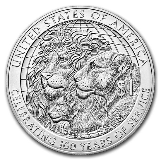 Picture of Серебряная монета "Lions Clubs International" 1 доллар США Proof