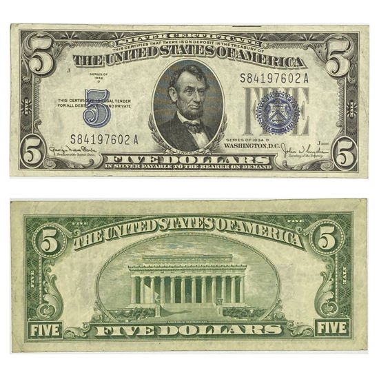 Picture of 5 доларів США 1934 D "номер - S 84197602 A"