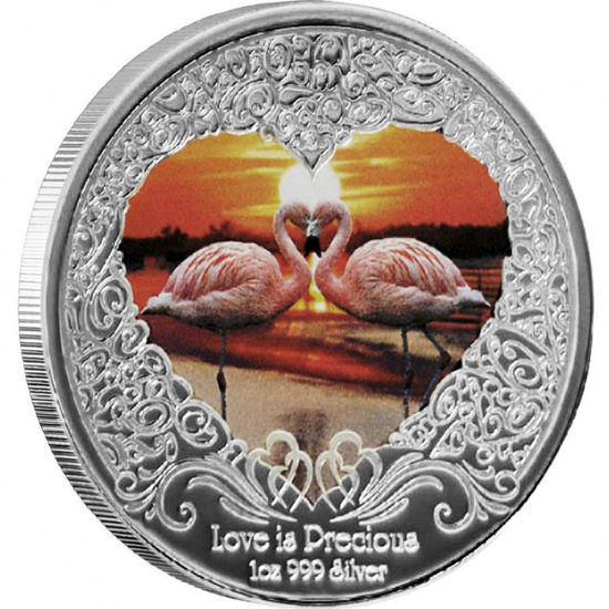 Picture of Серебряная монета Фламинго "Любовь драгоценна  "Love is Precious"  31,1 грамм 2011