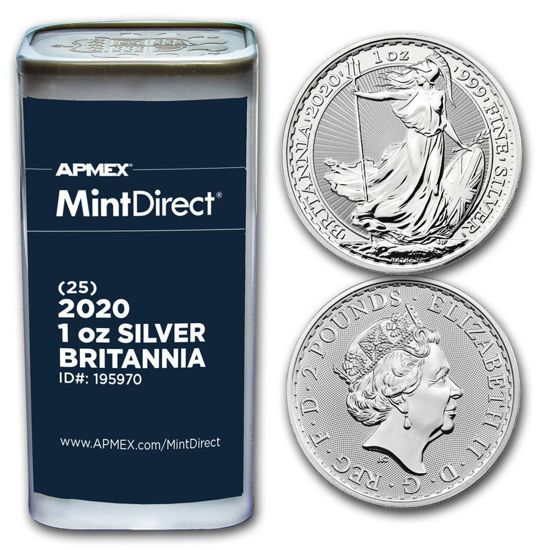 Picture of Туба 25 серебряных монет "Британия -Britannia" 2020 ( 1oz ) 1 унция Великобритания