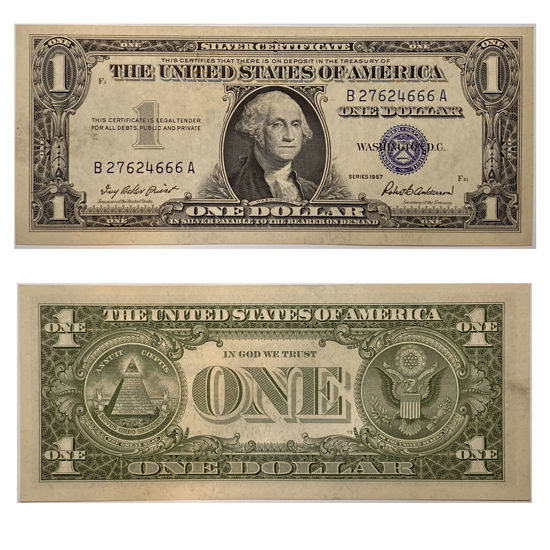 Picture of 1 доллар США номиналом 1957 г. "номер - B 27624666 A"