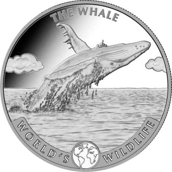 Picture of Дикая природа мира Конго "World‘s Wildlife - The Whale" Кит  20 francs, 1 oz Silver