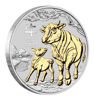 Picture of Серебряная монета Австралии с позолотой "Lunar III - Год Быка" 31,1 грамм 2021 г.