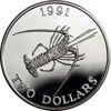 Picture of Бермудские острова 2 доллара 1991, Колючий омар, Серебро 28,28 гр.
