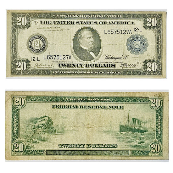 Picture of 20 долларов США 1914 г. номер “L 6575127 A”