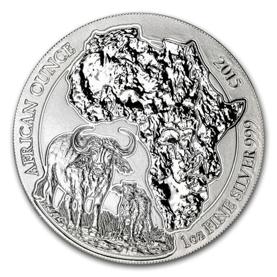 Picture of Срібна монета "Африканська дика природа - Бізон"  31.1 грам Руанда 2015
