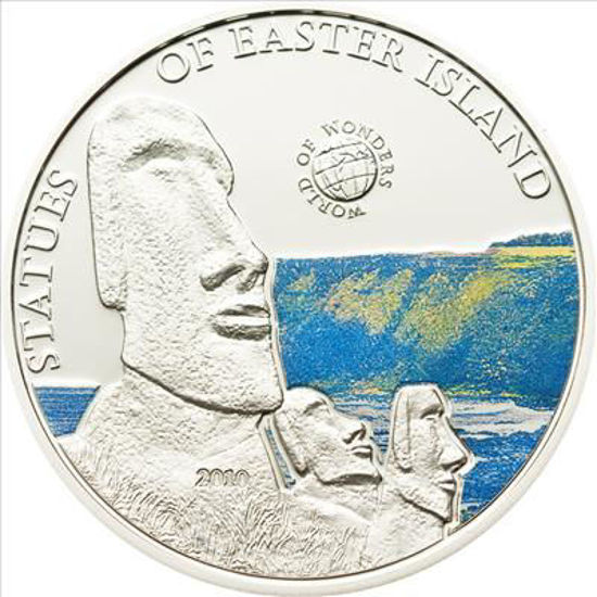Picture of Срібна монета Світ чудес "Острів Пасхи" 25 грам Палау 2010