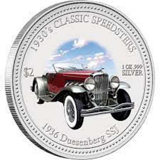Picture of Серебряная монета "DUESENBERG SSJ 1936" серия КЛАССИЧЕСКИЕ СПИДСТЕРЫ 1930-Х ГОДОВ 31,1 грамм
