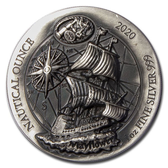 Picture of Серебряная монета "Mayflower - Морская унция" 31.1 грамм Руанда 2020