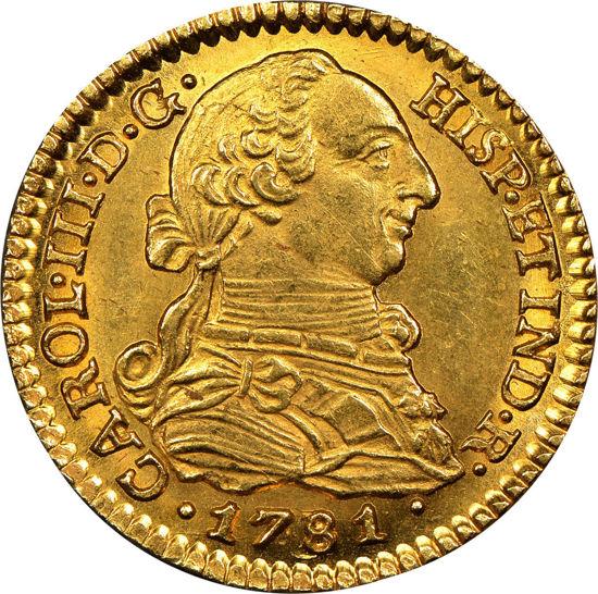 Picture of Золотая монета "Испанский щит Карлоса III" 3.38 грамм 1781 г.