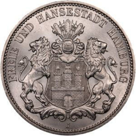 Picture of Серебряная монета 3 Марки -Вильгельм II 1859 Гамбург
