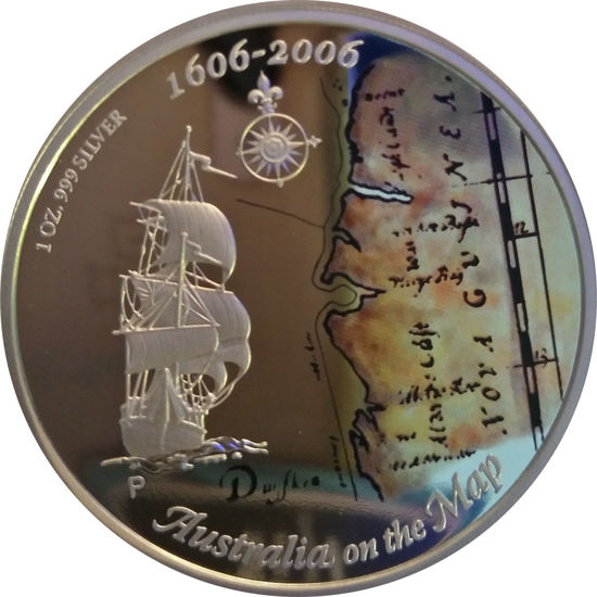 Picture of Cеребряная цветная монета "Австралия на карте"  31.1 грамм Австралия 2006г