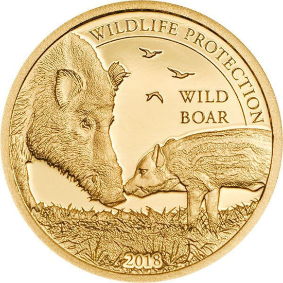 Picture of Золота монета "Захист дикої природи Дикий кабан" 0.5 грам 2018 р.